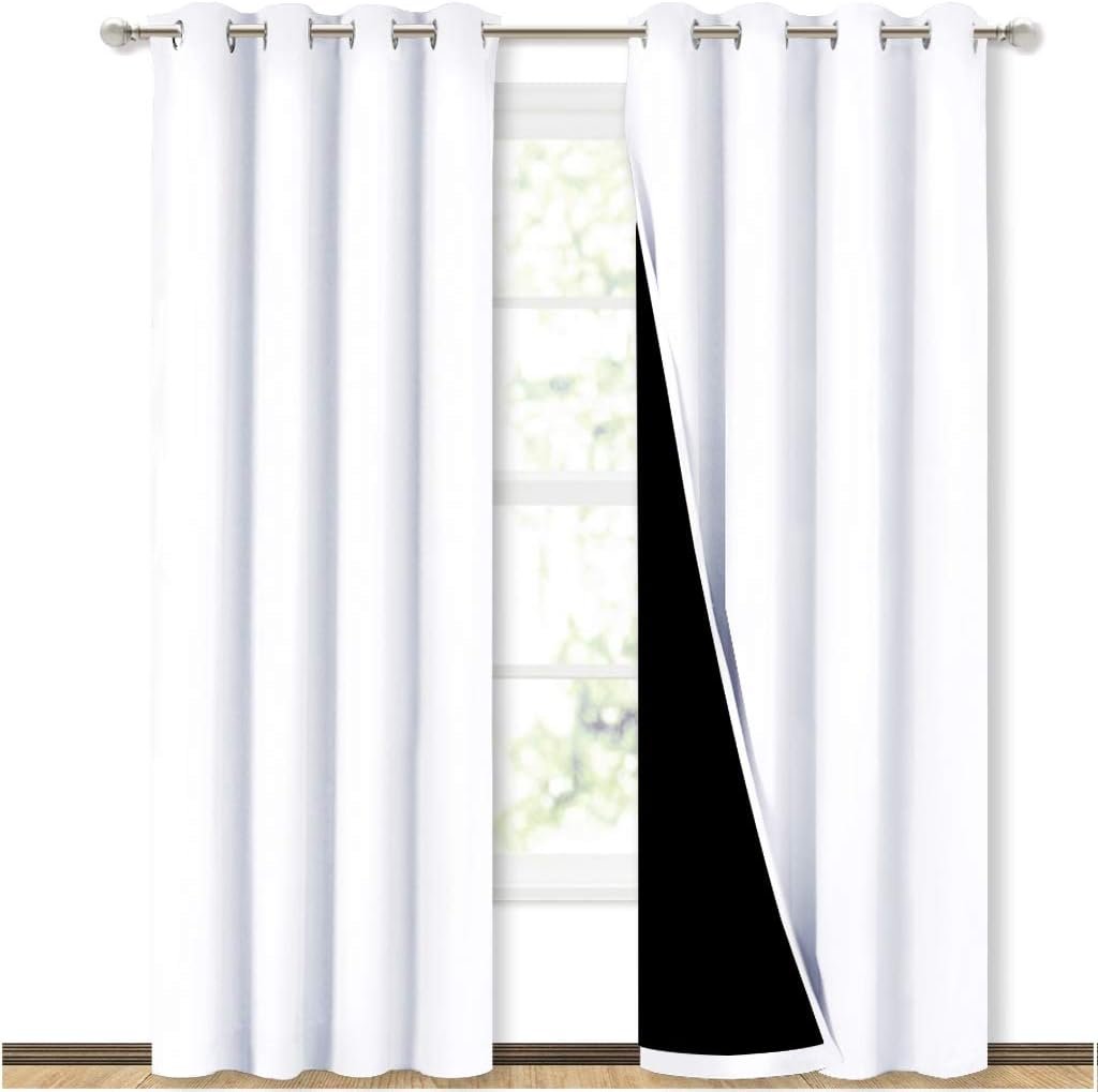 NICETOWN White 100% Blackout Curtains